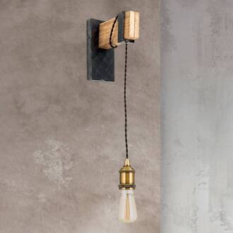 Orion Wandlamp Cellar van hout, 1-lamp licht hout, natuurlijk, zwart