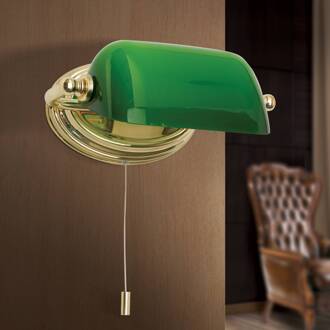 Orion Wandlamp Harvard met trekschakelaar, messing/groen messing, groen