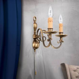 Orion Wandlamp Imke 2lamps oudmessing donker gepatineerd Oud-messing