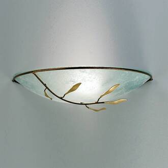 Orion Wandlamp Luca, antiek goud, scavo glas goud antiek, opaal wit