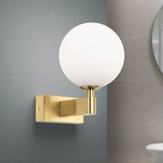 Orion Wandlamp Mara, messingkleurig, glas, 17,5cm hoog, G9, IP44 messing, opaal mat