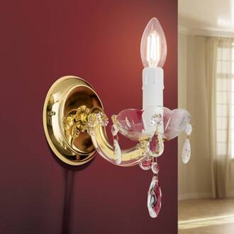Orion Wandlamp Marie Claire, kristalglas, 1-lamp messing, helder