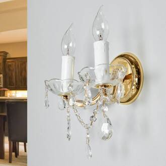 Orion Wandlamp Marie Claire, kristalglas, 2-lamps messing, helder
