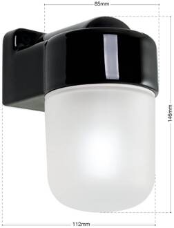 Orion Wandlamp Ostia, zwart, keramiek, satijnglazen, E27 zwart, gesatineerd