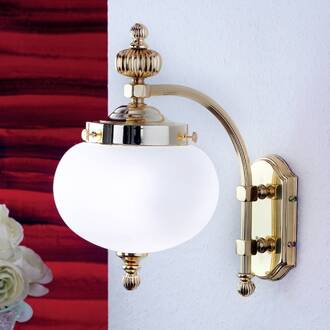 Orion Wondermooie wandlamp DELIA, 1-lichts messing, opaalwit