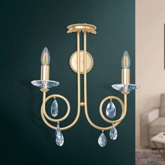 Orion Wonderschone 2-lichts wandlamp VIOLETTA, goud Mat goud, helder