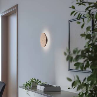 Orios LED wandlamp, hout, Ø 20 cm, indirecte spot licht hout