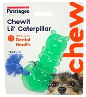 Orka Chewit Lil' Caterpillar - Hondenspeelgoed - 12x5x1 cm 100 g Mintgroen Blauw