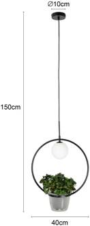 Orna hanglamp 1-lamp bloemhanger zwart, opaal