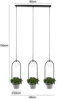 Orna hanglamp 3-lamps bloemhanger zwart, opaal