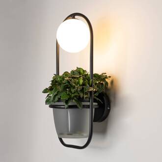 Orna wandlamp 1-lamp bloemhanger zwart, opaal