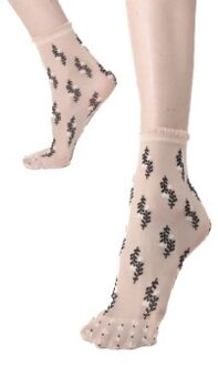 Oroblu Flowering Socks 20 * Actie * Beige,Zwart - One Size