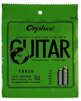 Orphee 1 Set Akoestische Gitaar String Zeshoekige Core + 8% Nikkel Volledige, brons Heldere Tone & Extra Licht Extra Licht Medium TX620 010