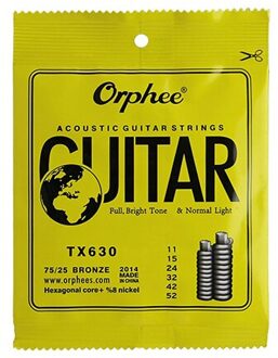 Orphee 1 Set Akoestische Gitaar String Zeshoekige Core + 8% Nikkel Volledige, brons Heldere Tone & Extra Licht Extra Licht Medium TX630 011
