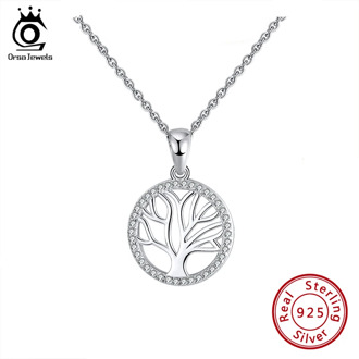 ORSA JEWELS Life Tree Pendant Necklace Grade CZ Elegant 925 Sterling Silver Pray Pendant Necklace Party Beautiful Jewelry SN226