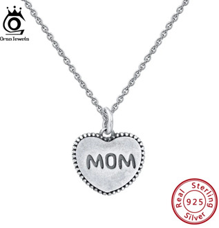 ORSA JEWELS Solid 925 Letter Necklaces Sterling Silver Engrave Pendant Necklace Women Love Heart Mothers Day Gift Jewelry SN141