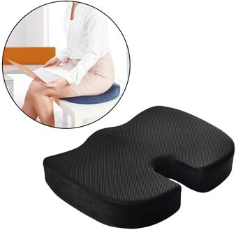 Orthopedische Zitting En Rugkussen Met Memory Foam Voor Opluchting. zwart