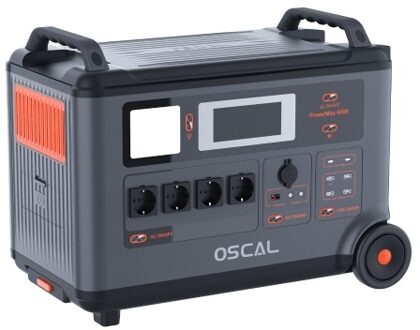 Oscal PowerMax 6000 6000W Rugged Power Station 3600Wh to 57600Wh LiFePO4 Battery 14 Outlets 120V/240V Dual Voltage Output 3500+ Life Circle Smart APP Control 5 LED Light Modes Morse Code Signal Splash and Dust-proof Power Station
