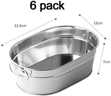 OSKYER roestvrij staal voedsel opslag emmers dikker metalen ovale food grade snack emmer frieten container snack emmer 6stk ovaal bucket