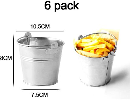 OSKYER roestvrij staal voedsel opslag emmers dikker metalen ovale food grade snack emmer frieten container snack emmer 6stk ronde bucket