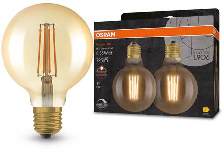 OSRAM 1906 E27 6,5W LED G95 824 goud dimbaar 2 stuks