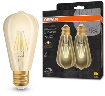 OSRAM 1906 E27 6,5W LED ST64 824 goud dimbaar 2 stuks