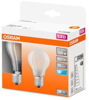 OSRAM Classic A LED lamp E27 11W 4.000K mat per 2