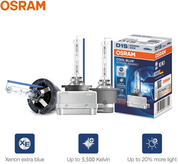 OSRAM D1S D2S D3S D4S CBI Xenon HID Cool Blue Intense 12V 35W Car Xenon Headlight 5500K Extra Blue White Light, 1x
