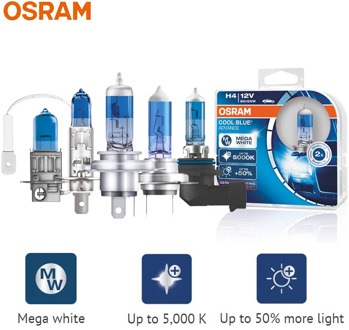 OSRAM H1 H3 H4 H7 H9 H11 9003 9005 9006 HB2 HB3 HB4 Halogen Cool Blue Advance 12V Car Headlight 5000K Light +50% Brighter, Pair
