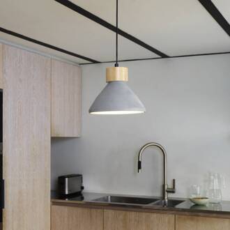 OSRAM hanglamp CONCRETE WOOD, grijs, Ø 22 cm, beton, E27 betongrijs, hout
