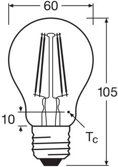 OSRAM LED filament lamp E27 7W 827 6-pack