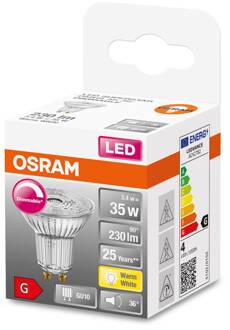 OSRAM LED glas-reflector GU10 3,4W 927 36° dimbaar
