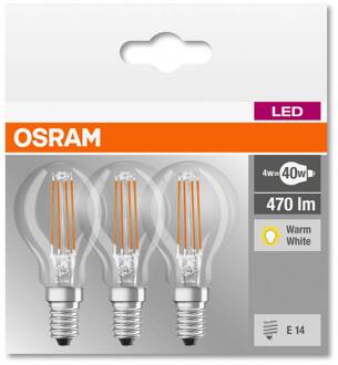 OSRAM LED gloeilamp E14 4 W, warmwit, set van 3