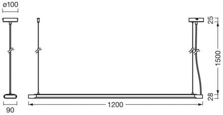 OSRAM LED hanglamp Office line Slab zwart 4.000 K dimbaar