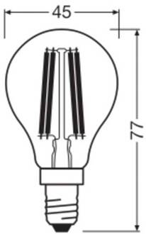 OSRAM LED lamp druppel E14 1,2W filament 2700K 255lm