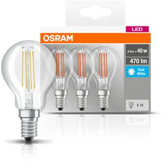 OSRAM LED lamp E14 P40 4W filament 840 470lm per 3 helder
