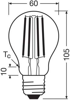 OSRAM LED lamp Filament E27 3.8W 827 EEK A 3-pack