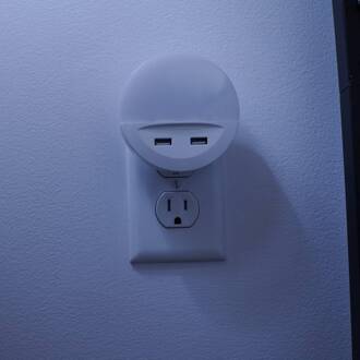 OSRAM LED-stopcontactnachtlampje LUNETTA USB, wit, Ø 9 cm