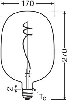 OSRAM LED Vintage 1906 Big Oval E27 4,5W 818 Gloeidraad rook rookgrijs, transparant