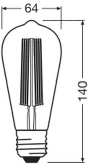 OSRAM LED Vintage 1906 Edison, goud, E27, 5,8 W, 822, dimbaar.