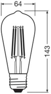 OSRAM LED Vintage 1906 Edison, goud, E27, 7,2 W, 824, dimbaar.