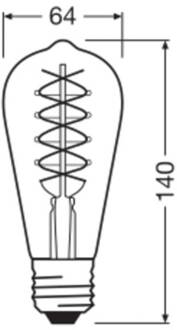 OSRAM LED Vintage 1906 Edison, grijs, E27, 7,8 W, 818, dimbaar. rokerig grijs