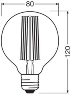 OSRAM LED Vintage 1906, G80, E27, 11 W, grijs, 1.800 K, dimbaar. rokerig grijs
