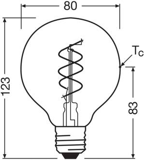 OSRAM LED Vintage G80 E27 8W 922 Spiraal gloeidraad goud dimbaar goud-transparant