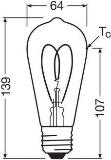 OSRAM LED Vintage ST64 E27 7,2W 927 Hart gloeidraad helder dimbaar duidelijk
