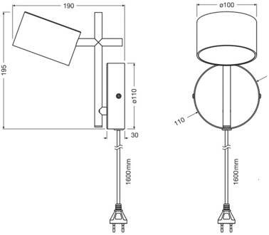 OSRAM LED wandlamp Decor Kyoto, zwart, dimbaar, stekker