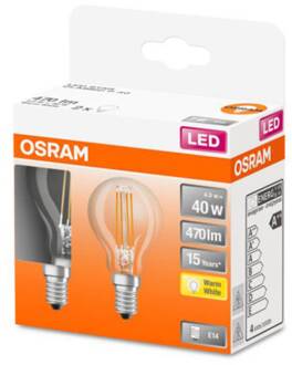 OSRAM ledfilamentlamp Retrofit Classic P warm wit E14 4W 2st.