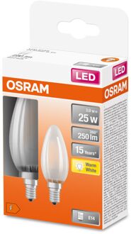 OSRAM Ledlamp Kaars Retrofit Classic B - D3,5cm - Warm Wit - E14 - 2,5w - 2 Stuks