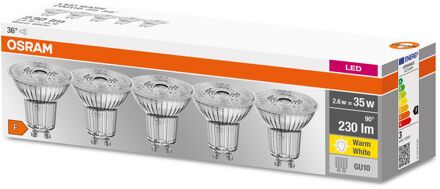 OSRAM Ledspot Led Basis - Warm Wit - Gu10 - 2,6w - 5 Stuks