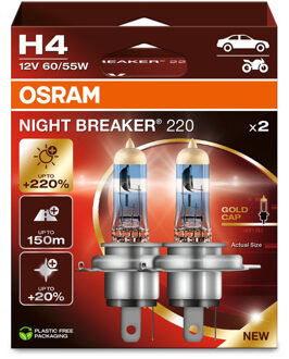 Osram Night Breaker 220 12V H4 - 2 stuks 64193NB2202HB
